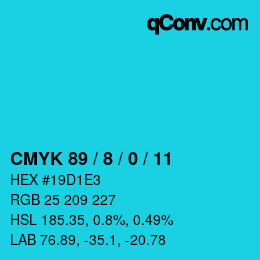Color code: CMYK 89 / 8 / 0 / 11 | qconv.com