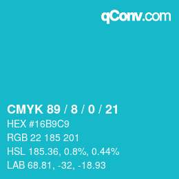 カラーコード: CMYK 89 / 8 / 0 / 21 | qconv.com