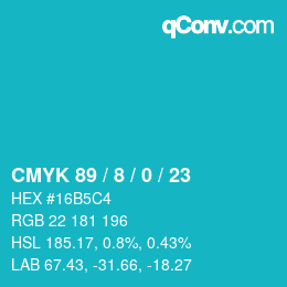 カラーコード: CMYK 89 / 8 / 0 / 23 | qconv.com