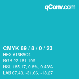 カラーコード: CMYK 89 / 8 / 0 / 23 | qconv.com