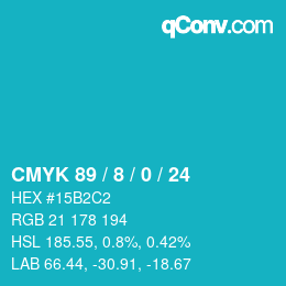 カラーコード: CMYK 89 / 8 / 0 / 24 | qconv.com