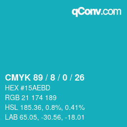 颜色代码: CMYK 89 / 8 / 0 / 26 | qconv.com