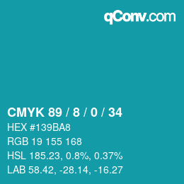 Color code: CMYK 89 / 8 / 0 / 34 | qconv.com