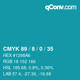 カラーコード: CMYK 89 / 8 / 0 / 35 | qconv.com