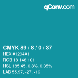 颜色代码: CMYK 89 / 8 / 0 / 37 | qconv.com