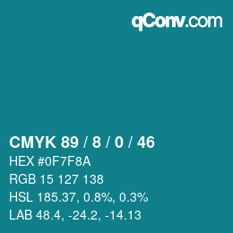 カラーコード: CMYK 89 / 8 / 0 / 46 | qconv.com