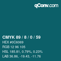 カラーコード: CMYK 89 / 8 / 0 / 59 | qconv.com