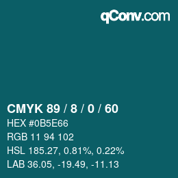 カラーコード: CMYK 89 / 8 / 0 / 60 | qconv.com