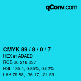 カラーコード: CMYK 89 / 8 / 0 / 7 | qconv.com