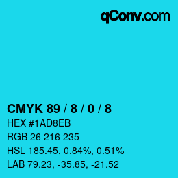 Color code: CMYK 89 / 8 / 0 / 8 | qconv.com