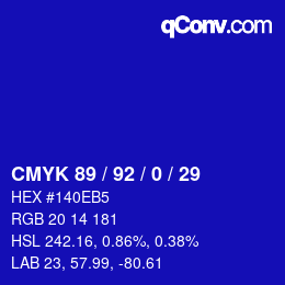 Color code: CMYK 89 / 92 / 0 / 29 | qconv.com