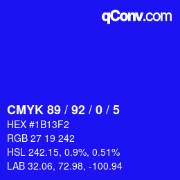 颜色代码: CMYK 89 / 92 / 0 / 5 | qconv.com
