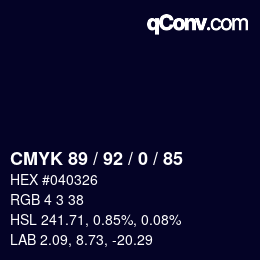 カラーコード: CMYK 89 / 92 / 0 / 85 | qconv.com
