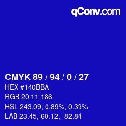 Color code: CMYK 89 / 94 / 0 / 27 | qconv.com