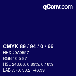 Color code: CMYK 89 / 94 / 0 / 66 | qconv.com