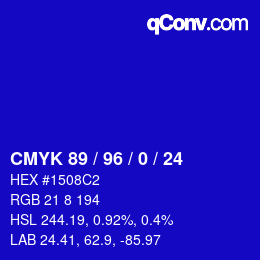 Color code: CMYK 89 / 96 / 0 / 24 | qconv.com