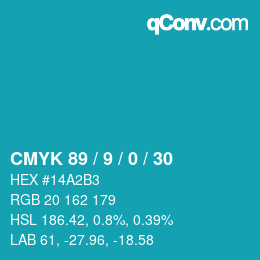 Color code: CMYK 89 / 9 / 0 / 30 | qconv.com
