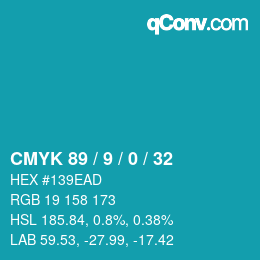 Farbcode: CMYK 89 / 9 / 0 / 32 | qconv.com