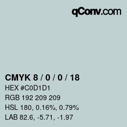 颜色代码: CMYK 8 / 0 / 0 / 18 | qconv.com