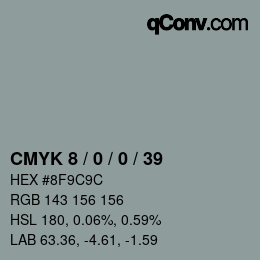 カラーコード: CMYK 8 / 0 / 0 / 39 | qconv.com