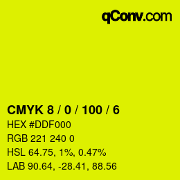 カラーコード: CMYK 8 / 0 / 100 / 6 | qconv.com