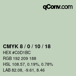カラーコード: CMYK 8 / 0 / 10 / 18 | qconv.com