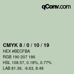 カラーコード: CMYK 8 / 0 / 10 / 19 | qconv.com