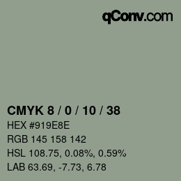 カラーコード: CMYK 8 / 0 / 10 / 38 | qconv.com