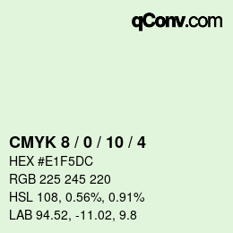 カラーコード: CMYK 8 / 0 / 10 / 4 | qconv.com