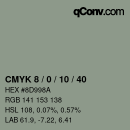 カラーコード: CMYK 8 / 0 / 10 / 40 | qconv.com