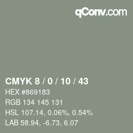 Código de color: CMYK 8 / 0 / 10 / 43 | qconv.com