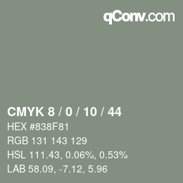 Color code: CMYK 8 / 0 / 10 / 44 | qconv.com