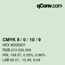 カラーコード: CMYK 8 / 0 / 10 / 9 | qconv.com