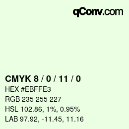 颜色代码: CMYK 8 / 0 / 11 / 0 | qconv.com