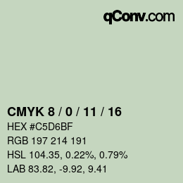 颜色代码: CMYK 8 / 0 / 11 / 16 | qconv.com