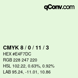 颜色代码: CMYK 8 / 0 / 11 / 3 | qconv.com