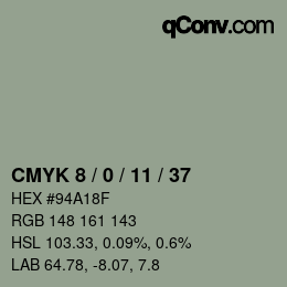 颜色代码: CMYK 8 / 0 / 11 / 37 | qconv.com