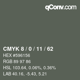 Color code: CMYK 8 / 0 / 11 / 62 | qconv.com