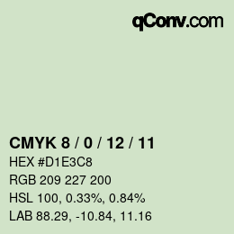 カラーコード: CMYK 8 / 0 / 12 / 11 | qconv.com