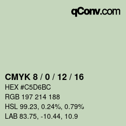 カラーコード: CMYK 8 / 0 / 12 / 16 | qconv.com