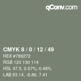 Farbcode: CMYK 8 / 0 / 12 / 49 | qconv.com