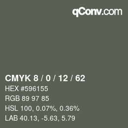 Color code: CMYK 8 / 0 / 12 / 62 | qconv.com