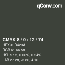 カラーコード: CMYK 8 / 0 / 12 / 74 | qconv.com
