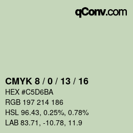 颜色代码: CMYK 8 / 0 / 13 / 16 | qconv.com
