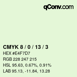 カラーコード: CMYK 8 / 0 / 13 / 3 | qconv.com