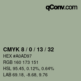 颜色代码: CMYK 8 / 0 / 13 / 32 | qconv.com