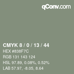 Color code: CMYK 8 / 0 / 13 / 44 | qconv.com