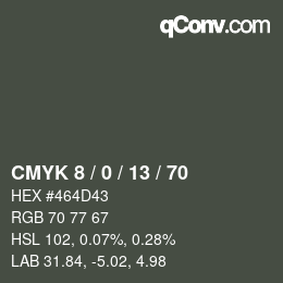 カラーコード: CMYK 8 / 0 / 13 / 70 | qconv.com