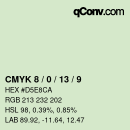 カラーコード: CMYK 8 / 0 / 13 / 9 | qconv.com