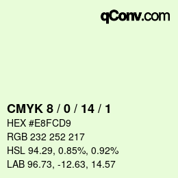 カラーコード: CMYK 8 / 0 / 14 / 1 | qconv.com